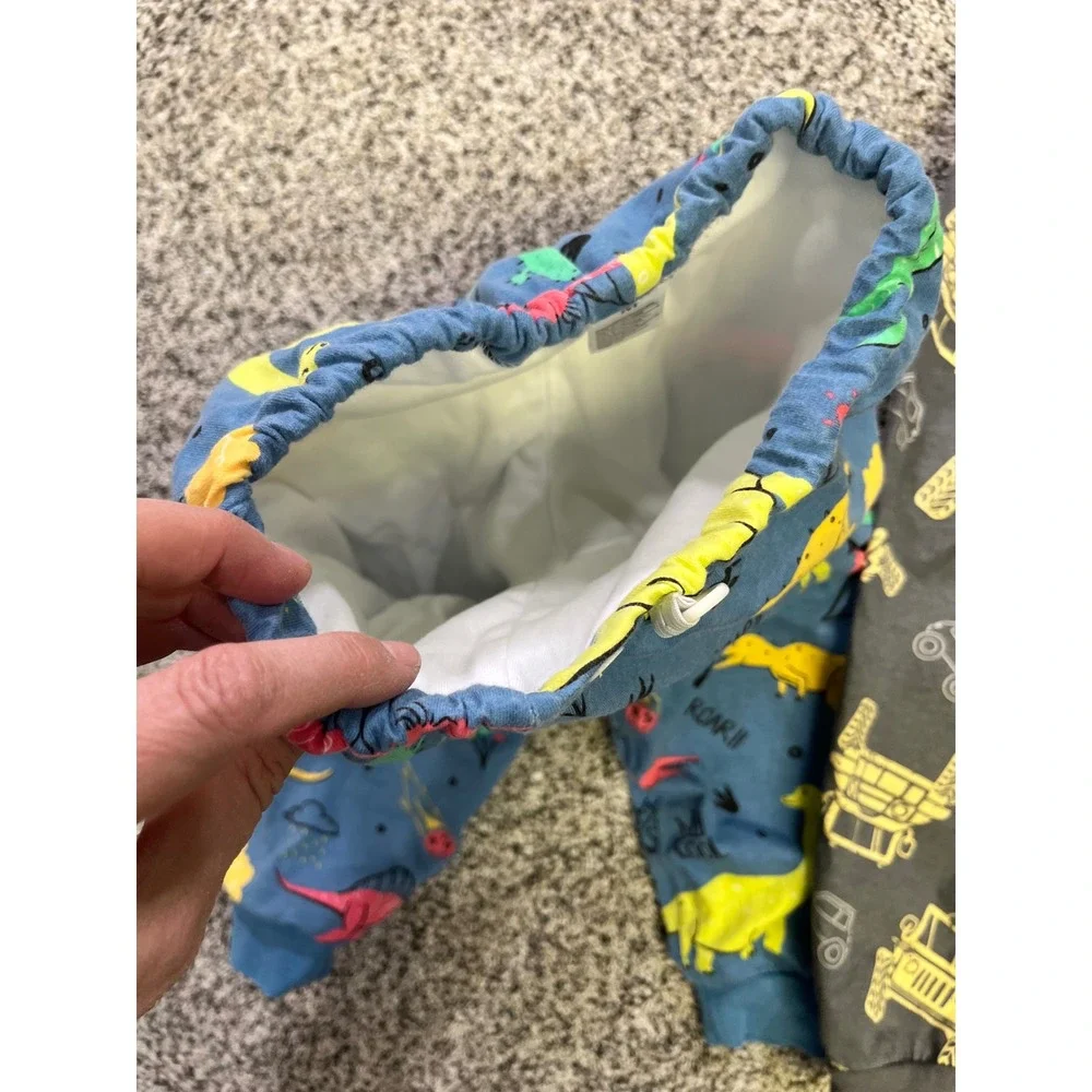 Kids Waterproof Pajama Pants 2 Bundle Dinosaur Truck Print Blue Gray Size 4‎